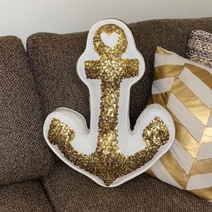 Pottery Barn Teen Gold Sequin Anchor Pillow